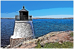 Castle Hill Lighthouse Over the Bay - Digital Painting